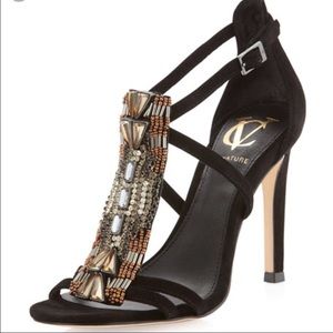 🎉Host Pick🎉 Vince Camuto Signature Roselle Embellished Black Sandal w/4" Heel